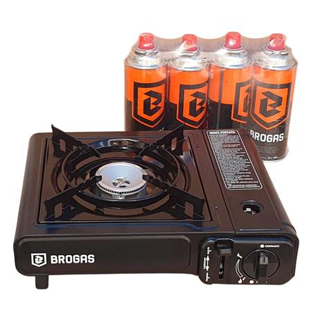 Anafe para Camping a Gas Brogas 465 + Maletin + 4 Cartuchos